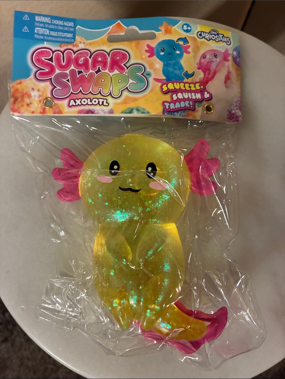 Sugar Swaps Axolotl Squishy Toy - Yellow with Pink Accents